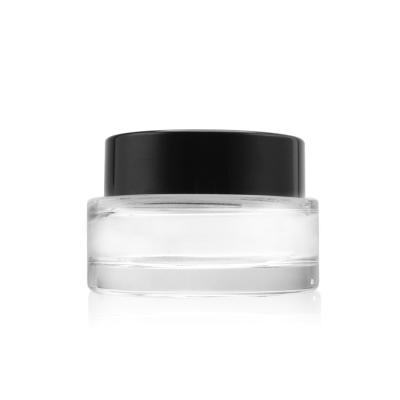 China Cosmetics Packaging Flat Round Face Cream Jar Clear Glass Cream Jar 50g 30g for sale