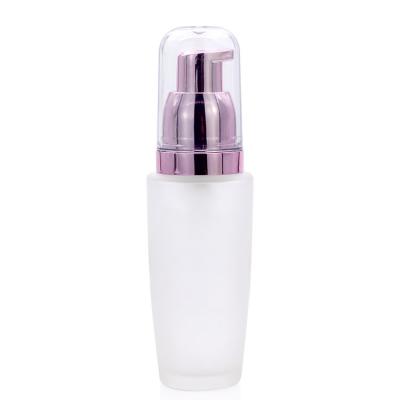 China 30ml Frost Foundation Glass Bottle With Rose Golden Pump for sale