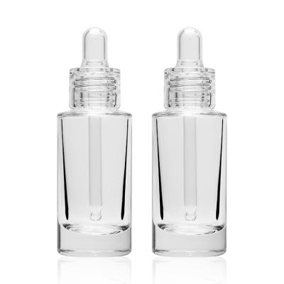 China Clear Glass Dropper Bottle Cosmetic Container 30ml Clear Glass Bottle for sale