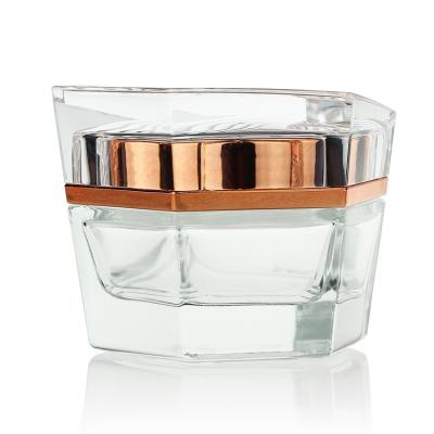 China Transparent Skincare Cream Glass Cosmetic Jar 30g With Acrylic Cap And Cover for sale