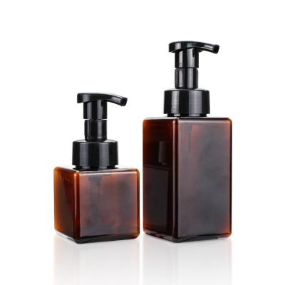China Cuadrado vacío de encargo Amber Shampoo Bottle 250ml del ANIMAL DOMÉSTICO de las botellas plásticas del jabón del viaje en venta