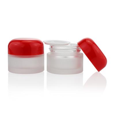 China Frosted Glass Jar Mini Eye Cream Container Packaging 15g 15ml Round Glass Jar for sale