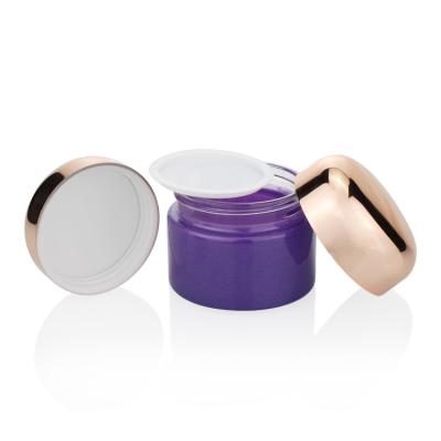 China Custom Eye Cream Packaging Jar Glass 30ml Purple Cream Glass Jar For Cosmetic for sale