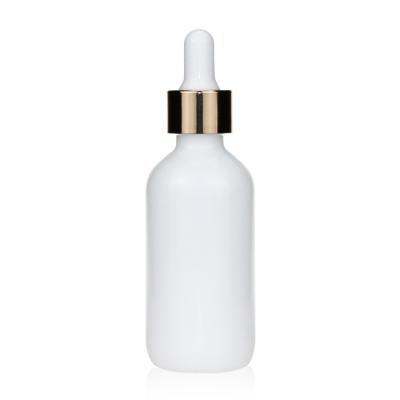 China Empty White Ceramic Boston Glass Bottle Cosmetic Packaging for sale
