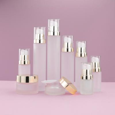 China Empty Glass 20ml-120ml Cosmetic Packaging Set Pump Sprayer Sealing Type for sale