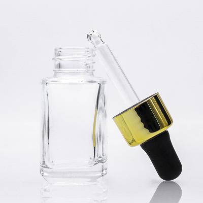 China Pequeño claro Mini Container de la botella de cristal 15ml del suero de la botella de cristal del dropper en venta