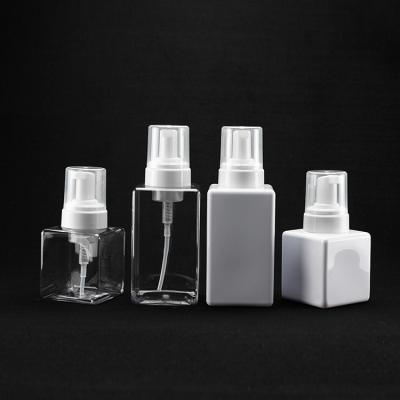 China Kundenspezifisches Quadrat-Plastikpumpflasche-Haustier-Schaum-Reinigungs-Schaum-Pumpflasche 300ml 500ml zu verkaufen