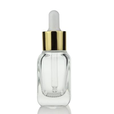 China Small Serum Glass Bottle 20ML Clear Dropper Mini Containers for sale
