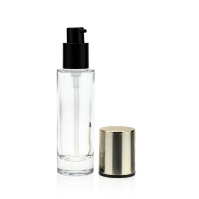 China 30ml Clear Liquid Foundation Glass Pump Bottle Cosmetic Packaging for sale