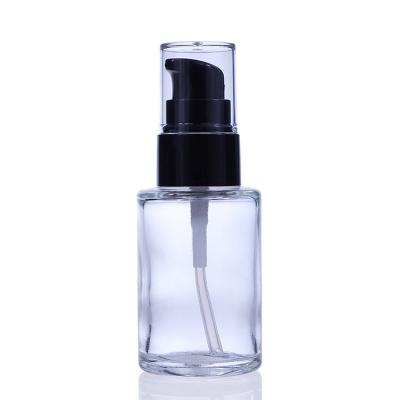 China Empty Black Pump Lotion Bottle Liquid Foundation Packaging Glass Bottle F034 for sale