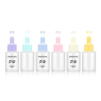 China Colored 30ml Glass Serum Dropper Bottles Cosmetic Skincare Packaging for sale