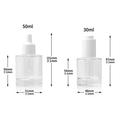 China Serum Oil Dropper Glass Bottle Push Pump Clear Pipette 50ml for sale