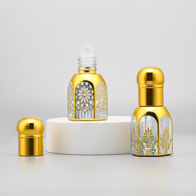 China Belleza que empaqueta a Mini Glass Roll On Bottles 12ml para el perfume que empaqueta brillar de oro en venta