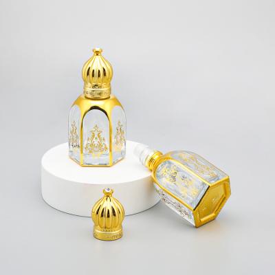 China Belleza que empaqueta a Mini Glass Roll On Bottles 12ml para el perfume que empaqueta brillar de oro en venta