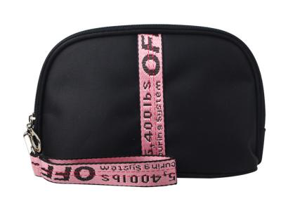 China High Density Polyester Travel Cosmetic Bags Light Weight With Embroidered Handle for sale