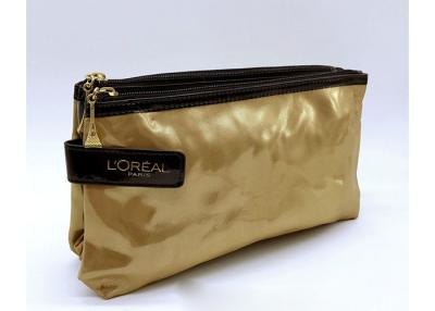 China Metallic Golden Promotional Toiletry Bag Double Layers With Multiple Pockets for sale