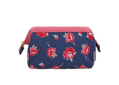 China Flower Printed Makeup Pouch Organizer / Makeup Travel Case Organic Cotton for sale