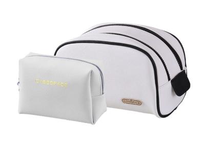 China Multi - Functional Travel Makeup Pouch Separate Bag PU Leather Double Zipper for sale