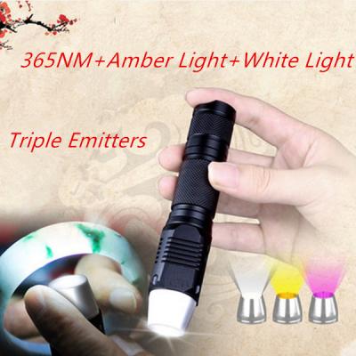 China 365NM+Amber Light+Cree LED flashlight Lamp for Jade Jewelry Amber identification for sale