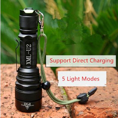 China 2000Lumens Powerful 10W CREE XML T6 U2 Rechargeable Zoom Handy LED Torch/Flashlight with Strap 5 Light Modes for sale