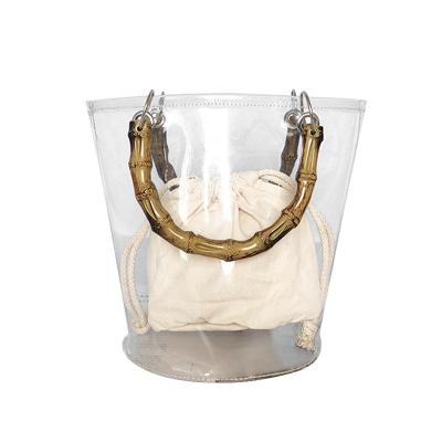 China Wholesale New Style Large Capacity Women's Purses And Bucket Bags With Clear Jelly Bags Set Acrylic Chain for sale