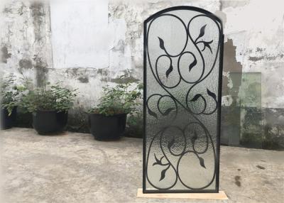 China Rust Prevention Wrought Iron Glass Door Inserts , Hollow Iron Glass Doors for sale