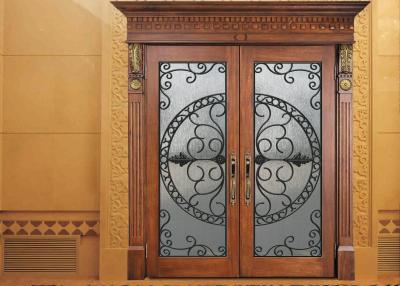 China Glass Lowes Wrought Iron Entry Doors And Glass Agon Filled 22*64 inch Size Durable for sale