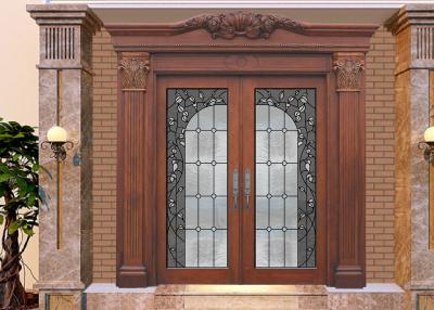 China Wood Frame Dedorative Sliding Glass Door , Black Patina Internal Glass Sliding Doors for sale