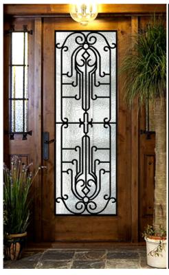 China Tempered Wrought Iron Door Glass Agon Filled With Silk Screening 22*64 Inch for sale