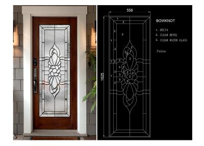 China Arctic Patterned Window Door Suit Decorative Frosted Glass Brass / Nickel / Patina for sale