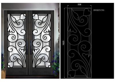 China Top Notch Security Easy Cleaning Inlaid Door Wrought Iron Glass for sale