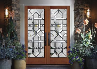 China Interior Wood Doors Classical Art Glass Panels Thermal Sound Insulation for sale