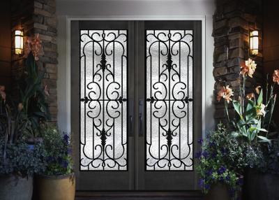 China Home Decration Tempered Wrought Iron Door Glass Silk Screening 22*64 Inch for sale