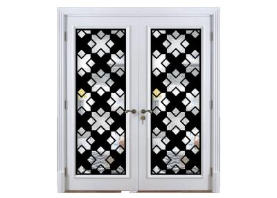 China Classic Modern Matte Black Oval Shaped Iron Door Glass 40 In X 96 In for sale