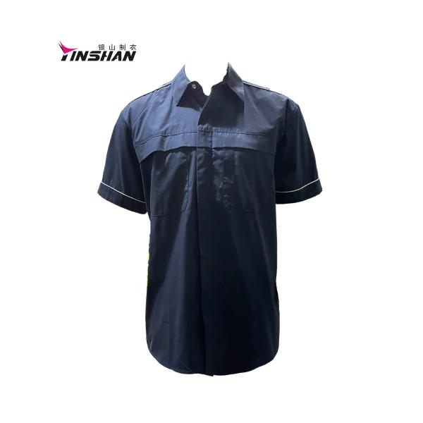 Quality Summer Unisex Adults Blue Cotton Workwear with Customized Logo Short Sleeve for sale