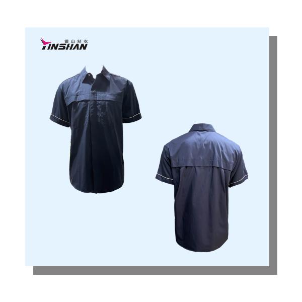 Quality Summer Unisex Adults Blue Cotton Workwear with Customized Logo Short Sleeve for sale