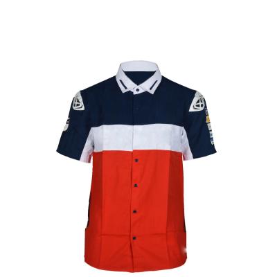 China Big and Tall Men's Racing Casual Shirt Custom Logo Print Short Sleeve Plus Size Shirt for sale