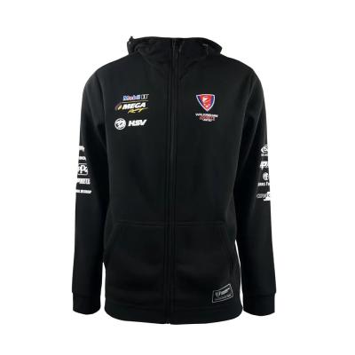 China Racing Windproof Custom Embroidered Cotton Poly Motocycling Jacket with Zip Up Hoodie for sale