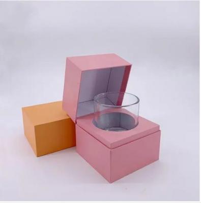 China Rigid Cardboard Candle Packaging Box Vanishing Pink Printing FSC for sale