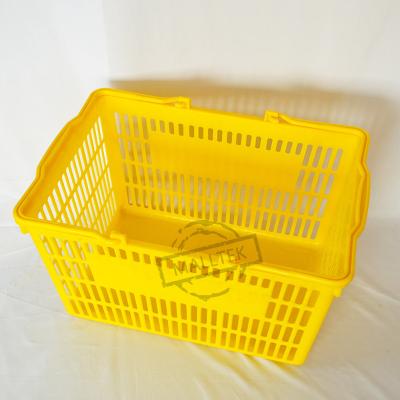 China Colourful Plastic Supermarket Shopping Basket Double Handles for sale