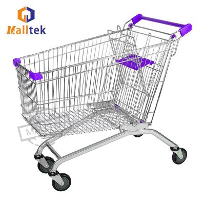 China 240L European Metal Shopping Trolley Cart For Supermarket 140KGS Load for sale