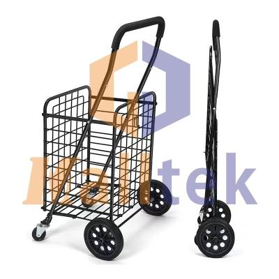 China EVA Wheel Steel Folding Supermarket Trolley Cart Q235 Steel For Shopping for sale