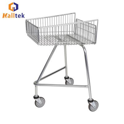 China Small Grocery Shopping Trolley Carts Custom Logo Printing With 3 Wheels for sale