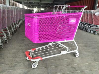 China Light Weight Durable Plastic Shopping Trolley 180L Logo Print On Handle for sale