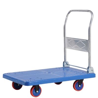 Chine Industrial Heavy Duty Flat Hand Push Trolley Folded Shopping Cart For Warehouse à vendre