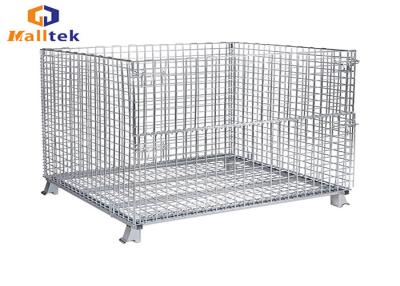 China Folded Stacking Wire Mesh Storage Cages Collapsible Fireproof Steel Material for sale