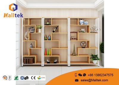 China Acero ajustable de madera revestido del metal de la altura de estante de exhibición del polvo para las piezas de los muebles en venta