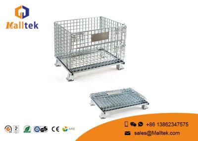 China Foldable Wire Mesh Storage Bins Durable Industrial Galvanized Steel Cage for sale