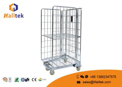 China 4 Side Cargo Steel Wire Mesh Container Roll Cage Trolley For Storage Use for sale