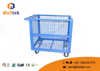 China Heavy Duty Storage Supermarket Roll Cages Galvanized Wire Mesh Steel Metal for sale